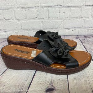 Victoria's Footwear RS Women Sandals Size 9 Slide Slippers Heeled Brown Bow Tie